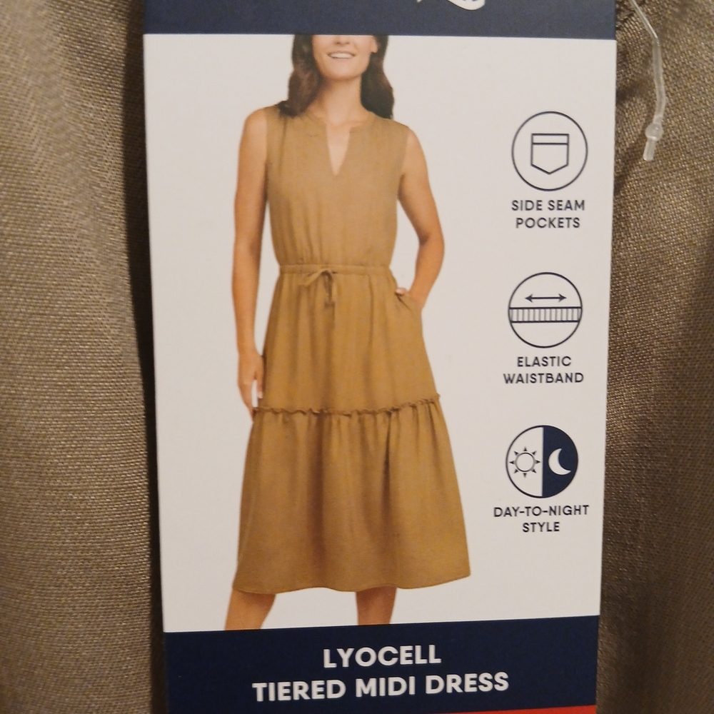 Lands' End Lyocell Tiered Midi Dress - Brown